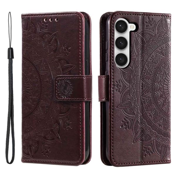 SKALO Samsung S23 Plus Mandala Plånboksfodral - Brun