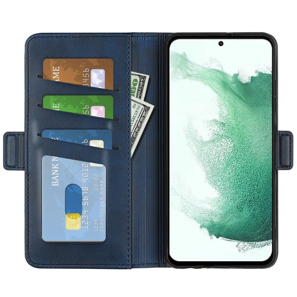 SKALO Samsung S23 Plus Premium Wallet Flip Cover - Blå
