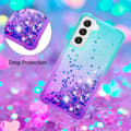Pikkukuva 4 / 6: SKALO Samsung S23 Plus Juoksuhiekka Glitter Sydämet TPU kuori - Turkoosi-Violetti
