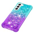 Pikkukuva 5 / 6: SKALO Samsung S23 Plus Juoksuhiekka Glitter Sydämet TPU kuori - Turkoosi-Violetti