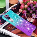Pikkukuva 6 / 6: SKALO Samsung S23 Plus Juoksuhiekka Glitter Sydämet TPU kuori - Turkoosi-Violetti