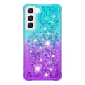 Pikkukuva 2 / 6: SKALO Samsung S23 Plus Juoksuhiekka Glitter Sydämet TPU kuori - Turkoosi-Violetti
