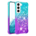 Pikkukuva 1 / 6: SKALO Samsung S23 Plus Juoksuhiekka Glitter Sydämet TPU kuori - Turkoosi-Violetti