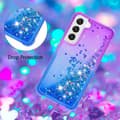 Pikkukuva 4 / 6: SKALO Samsung S23 Plus Juoksuhiekka Glitter Sydämet TPU kuori - Violetti-Sininen