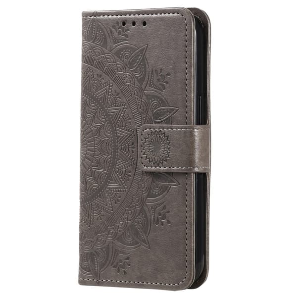 SKALO Samsung S23 Ultra Mandala Plånboksfodral - Grå