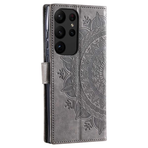 SKALO Samsung S23 Ultra Mandala Plånboksfodral - Grå