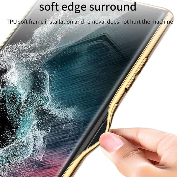 SKALO Samsung S23 Ultra PU-læder Gold Edge Cover - Pink