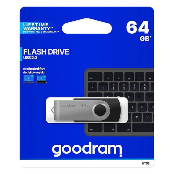 GOODRAM 64GB UTS2 FlashDrive USB 2.0 - Svart