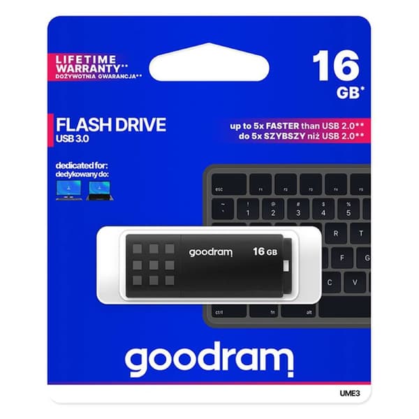 GOODRAM 16GB UME3 PenDrive USB 3.0 - Musta