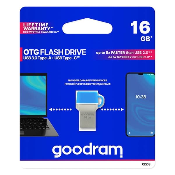 GOODRAM 16GB ODD3 PenDrive USB 3.0 + Type C OTG - Sininen