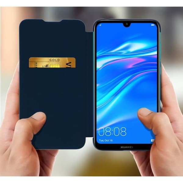 Hus - HUAWEI - Y7 2019 - Flipetui - Heltäckande skydd - Kortfack - Blå
