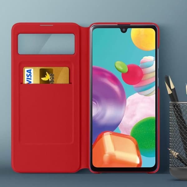 Fodral - Samsung - Galaxy A41 - Genomskinlig - S View Wallet Cover - Heltäckande skydd
