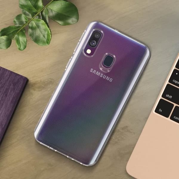 Coque - Samsung - Galaxy A40 - Skydd - Silikongel - Transparent Vit
