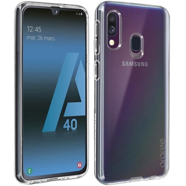 Coque - Samsung - Galaxy A40 - Skydd - Silikongel - Transparent Vit