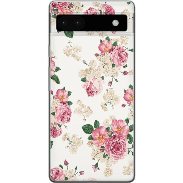 Google Pixel 6a Genomskinligt Skal Retro Blommor