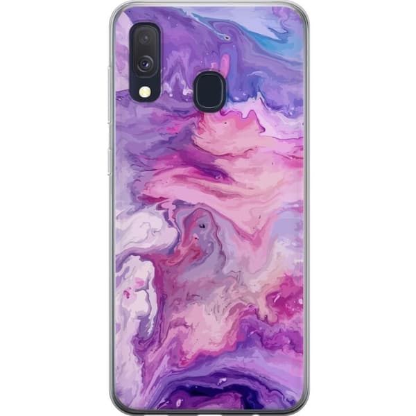 Samsung Galaxy A40 Gennemsigtig cover Marmor Lilla