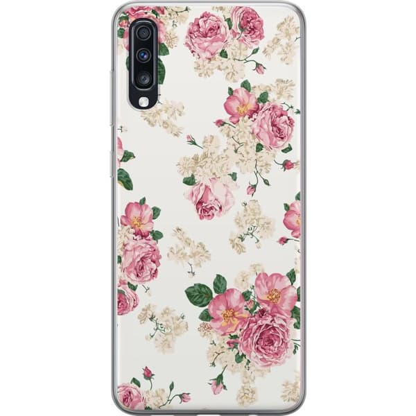 Samsung Galaxy A70 Genomskinligt Skal Retro Blommor