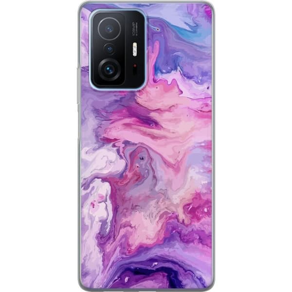 Xiaomi 11T Pro Gennemsigtig cover Marmor Lilla