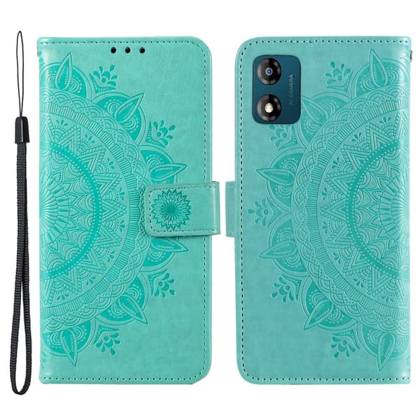 SKALO Motorola Moto E13 4G Mandala Plånboksfodral - Turkos