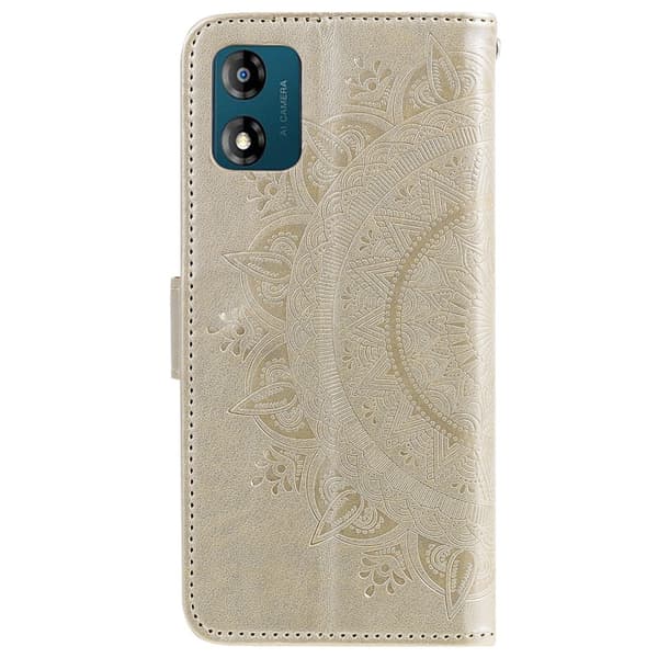 SKALO Motorola Moto E13 4G Mandala Flip Cover - Guld