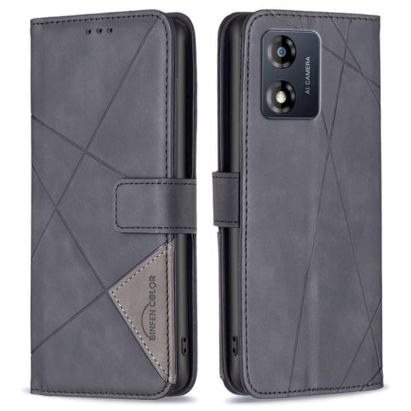 Motorola Moto E13 4G BINFEN COLOR Embossed Plånboksfodral - Svart