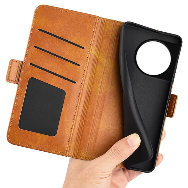 SKALO OnePlus 11 5G Premium Wallet Lompakkokotelo - Vaaleanruskea
