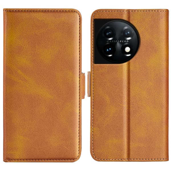 SKALO OnePlus 11 5G Premium Wallet Lompakkokotelo - Vaaleanruskea