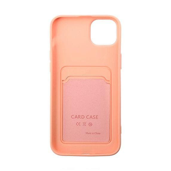 iPhone 14 Silikonskal med Korthållare - Rosa