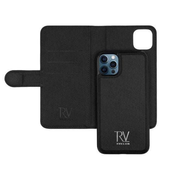 iPhone 12/12 Pro Plånboksfodral Magnet Rvelon - Svart