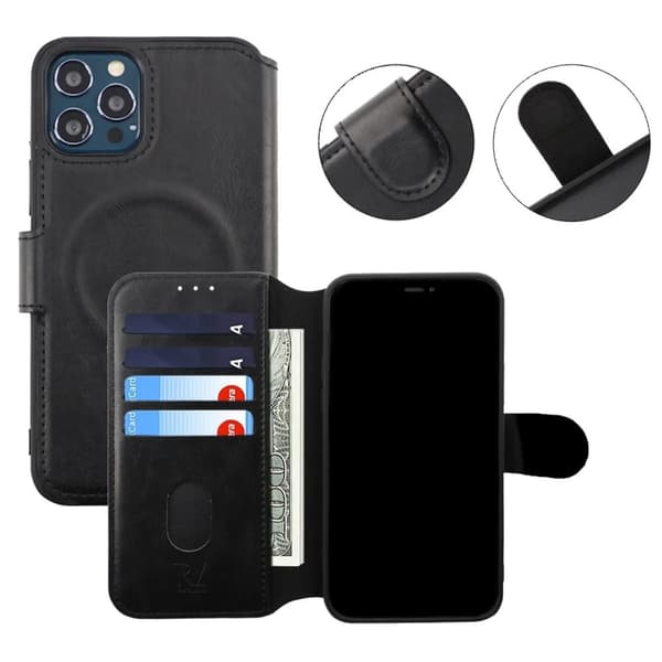 iPhone 12/12 Pro Plånboksfodral Extra Kortfack Rvelon - Svart