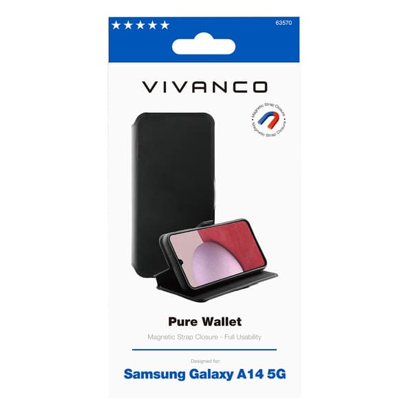 Vivanco Samsung Galaxy A14 Etui Pure Wallet Sort