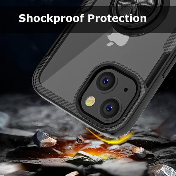 iPhone 14 Praktisk støtsikker veske med ringholder V4