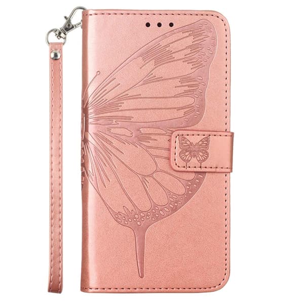 Samsung Galaxy A54 5G Fodral Med Fjäril Tryck Roséguld