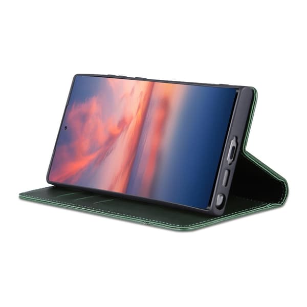 AZNS Samsung Galaxy S23 Ultra Fodral Flip Läder Grön