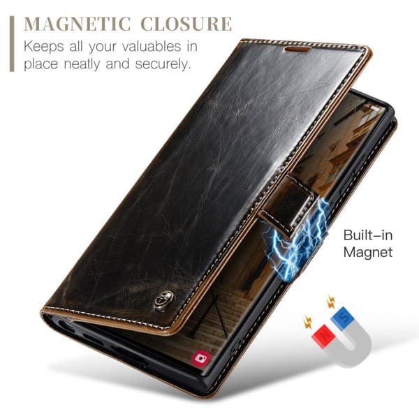 CASEME Samsung Galaxy S23 Ultra Fodral Wax Textur Mörk Brun
