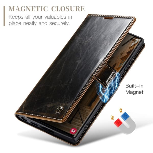 CASEME Samsung Galaxy S23 Ultra Fodral Wax Textur Mörk Brun