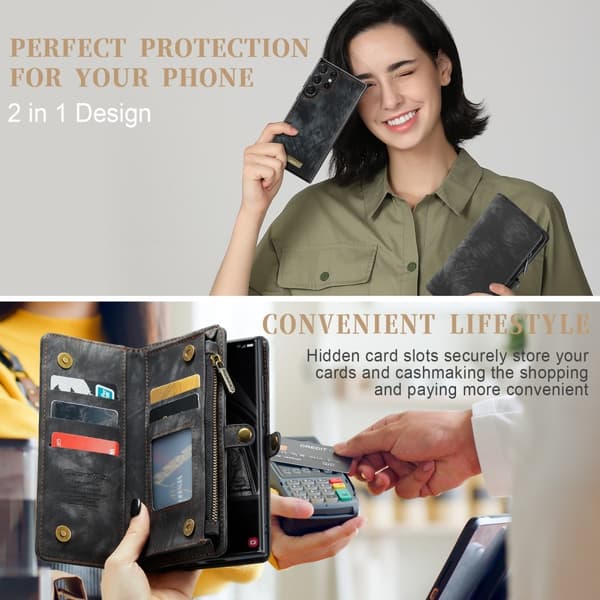 CASEME Galaxy S23 Ultra Fodral/Skal Magnet 2in1 Multifunktionell