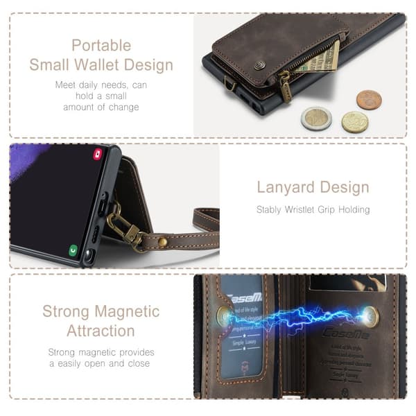 CASEME Galaxy S23 Ultra Skal Med Magnetisk Plånbok Brun