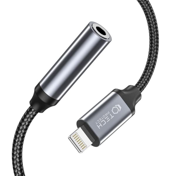 Tech-Protect Ljudadapter Lightning - 3.5mm AUX Hona Nylon Svart