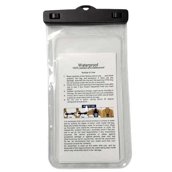 INF Stor vanntett telefonveske IPX8 2-pack Sort
