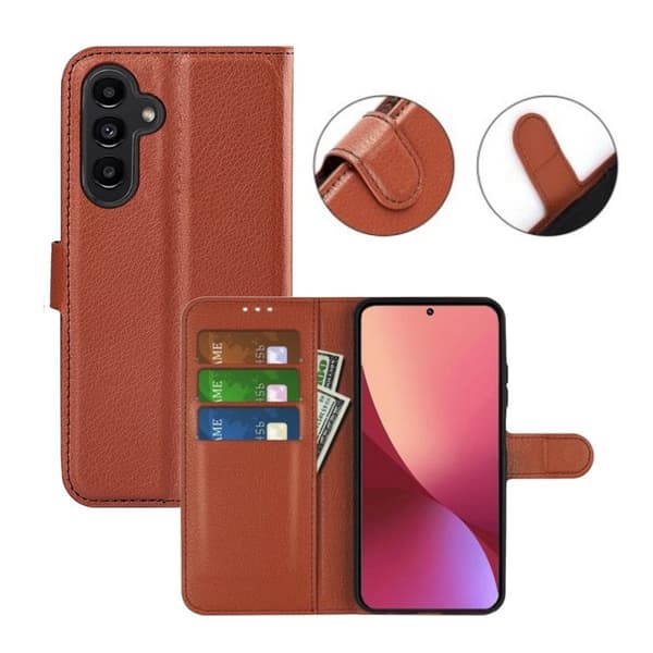 Samsung Galaxy A14 5G Plånboksfodral med Stativ - Brun