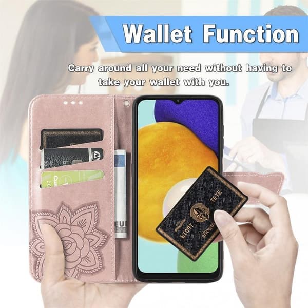 Samsung A54 5G Plånboksfodral PU-Läder 4-FACK Motiv Fjäril