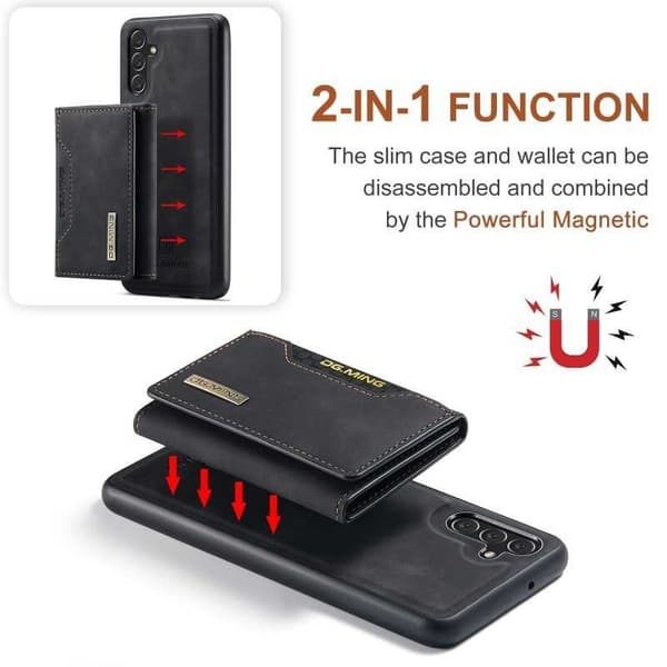 8-SLOTS Samsung A14 5G/4G stødsikkert cover med magnetisk kortholder DG.MING Afmonter