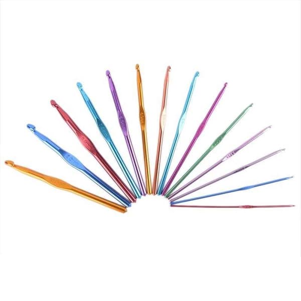 14-PACK SET Virknålar Olika Storlek i Aluminium