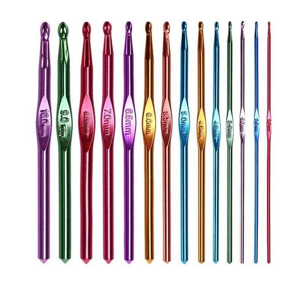 14-PACK SET Virknålar Olika Storlek i Aluminium
