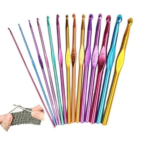 14-PACK SET Virknålar Olika Storlek i Aluminium
