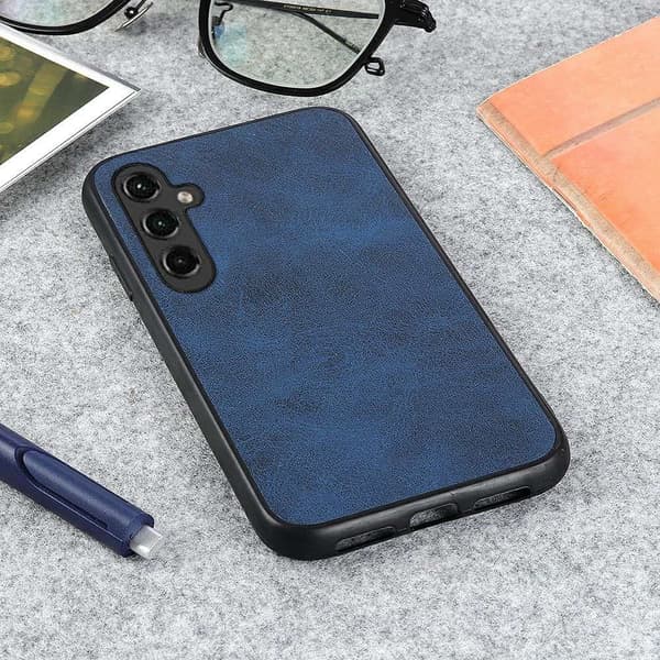 SKALO Samsung A14 4G/5G PU-Läder Hybrid Skal - Blå