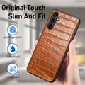 Pikkukuva 3 / 8: SKALO Samsung A14 4G/5G Crocodile PU Nahka Hybrid Suojakuori - Ruskea