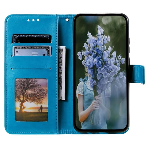 SKALO Samsung A14 4G/5G Mandala lompakkokotelo - Sininen