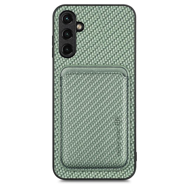 SKALO Samsung A14 4G/5G Carbon Fiber Suojakuori korttipidike - Vihreä